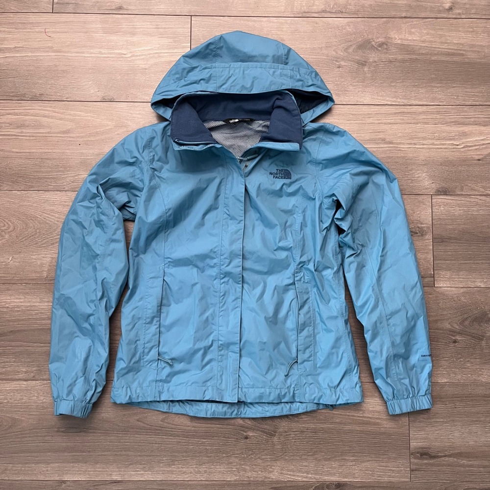 The North Face Womens Blue DryVent Hooded Rain Jacket Windbreaker Size S Small